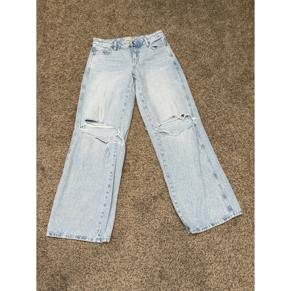 PacSun Low Rise Straight Baggy Distressed Ripped Light Wash Denim Jeans 25
